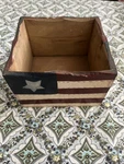 Vintage Americana Patriotic Wooden Flag Storage Box Home Decor 3.5 X5 !!. Fixed Price $15.00.