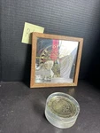 Vintage Oregon State Seal Plaque Solid Oak Frame Glass + Coaster #R4. Fixed Price $45.00.