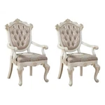 Benjara Wooden Arm Chair W/ Floral Patterned Padded Seat (set Of 2)-WHITE & Gold. Fixed Price $1234.99.