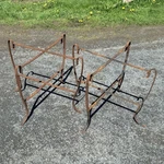 Pair Vtg Folding Iron Garden Table Bases Rustic Farmhouse Architectural Salvage. Fixed Price $199.99.