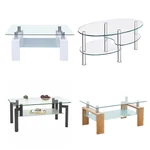 Tempered Glass Coffee Table Living Room Home Tea Furniture With Shelves. Fixed Price $83.45.