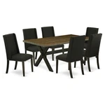 East West Furniture X-style 7-PIECE Wood Dining Table And Chairs Black Finish. Fixed Price $1546.55.