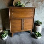 Vintage Bassett Mayan Tall Chest Highboy Dresser Mid Century Modern Mcm 1960S. Fixed Price $1475.00.