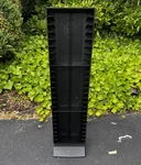 Vintage Laserline 25/50 Vhs Tape Tower Storage Rack Plastic Black Holder 2-PIECE. Fixed Price $49.00.