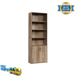 Mainstays 5-SHELF Bookcase With Doors, Weathered Oak Storage Cabinet, Wood. Fixed Price $78.59.