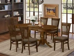 East West 7PC Oval Dining Set Vancouver Table + 6 Fabric Padded Chairs Espresso. Fixed Price $995.00.