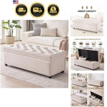Storage Ottoman Bench Large Foot Of Bed Modern Living Room Entryway Beige. Fixed Price $243.94.