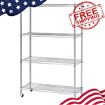 Seville Classics Heavy Duty 4-TIER Steel Wire Shelving, 36"WX14"DX56.5"H. Chrome. Fixed Price $74.99.