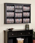 Black Finish Wood Media Storage Cabinet Cd Dvd Movie Organizer Wall Mount Shelf. Fixed Price $253.90.