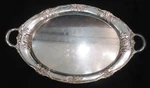 Magnificent Massive Sterling Silver Richelieu International 32" Service Tray. Fixed Price $25750.00.