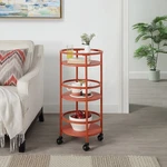 32" 3-TIER Rolling Round Kitchen Storage Bar Cart, Red. Fixed Price $40.90.