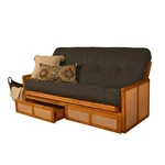 Pemberly Row Full Wood Futon Set With Storage & Charcoal Gray Mattress. Fixed Price $961.43.