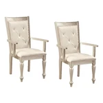 Benjara Wooden Set Of 2 Arm Chairs W/ Crystal Tufted Leatherette Backrest-silver. Fixed Price $229.99.