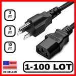 Lot Of Prong Ac Power Cord Standard Electrical Cable Universal 3FT 5FT 10FT. Fixed Price $119.99.