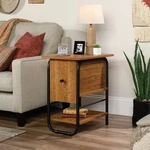 Sauder Union Plain Prairie Cherry Side Table With Flip Down Door. Fixed Price $69.26.