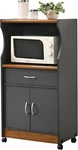 Hodedah Microwave Cart W/one Drawer Two Doors And Shelf Storage, Grey-oak. Fixed Price $264.69.