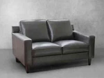 Abbyson Milton Top-grain Leather Loveseat 59" Contemporary Grey Sofa Wood Legs. Fixed Price $950.00.