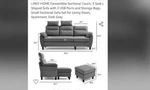 Linsy Home Convertible Sectional Couch, 3 Seat Shaped Sofa. Fixed Price $300.00.
