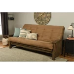 Pemberly Row Modern Queen-size Wood Futon With Suede Peat Mattress. Fixed Price $909.87.