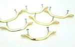 Vintage Lot 6 Arch Tapered Gold Tone Cabinet Door Drawer Pulls 5 1/8" Handles. Fixed Price $14.95.