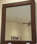 Maitland Smith 58 X 46 Moroccan Marquetry Inlaid Wooden Frame Beveled Mirror. Fixed Price $2400.00.