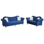 Pemberly Row Modern Velvet Sofa Set Button Tufted And Loveseat -blue. Fixed Price $867.12.