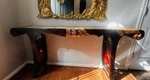 Antique Chinese Altar Console Table Black & Lacquered Elm Wood Spade Symbol. Fixed Price $595.00.