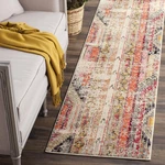 Monaco Collection Runner Rug - 2'2" X 10', Light Grey & Multi, Boho Chic Tribal. Fixed Price $66.99.