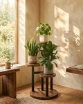 Bamworld 3TIER Plant Table Indoor Corner Stand Tall Metal Wood Shelf. Fixed Price $29.99.