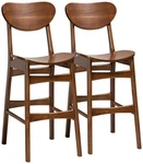Baxton Studio Katya 28 3/4" Walnut Brown Bar Stools Set Of. Fixed Price $352.00.