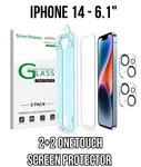 2 Pack Tempered Glass Screen Protector For Iphone 14 +camera Lens 6.1". Fixed Price $9.99.