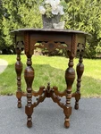 Antique Demi-lune Console Table Solid Wood Distressed Top Turned Legs. Fixed Price $434.74.