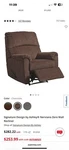 Signature Design By Ashley Nerviano Zero Wall Recliner Chocolate. Fixed Price $150.00.
