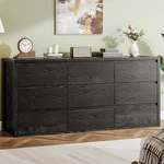 Rustic Farmhouse 9 For Bedroom,wooden Drawer Dresser,handle-free Black. Fixed Price $299.99.
