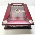 Vintage Arab Cherry Wood Quran Box Glass Top Silver Plated Jeweled Display Case. Fixed Price $99.99.