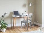 Jofran Ez-style Desk And X-back Chair Set, Natural Grey 1905EZ-40GY, New In Box. Fixed Price $200.00.