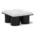 Meridian Furniture Pavilion Cream Boucle Fabric Bench. Fixed Price $736.39.