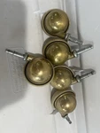 Vintage Shepherd Brass Ball Caster Wheels 2.5" Mounting Mcm Furniture Rollers. Fixed Price $31.99.
