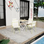 4-PACK Modern Striped Color Block Chairs & Folding Table Set. Fixed Price $399.68.