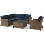 Crosley Furniture Bradenton 5 Pc Fabric Patio Sectional Set In Brown And Navy. Fixed Price $2452.00.