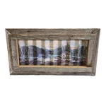 Rustic Cabin Themed Wall Art Corrugated Metal Reclaimed Barn Wood Frame 28X15. Fixed Price $59.99.