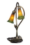 Vintage Art Nouveau Tiffany Style Pond Lily Table Lamp 2 Arm Glass Shades. Fixed Price $70.00.