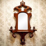 Antique Victorian Walnut Hall Tree Wall Mirror Coat Hat Rack Shelf Gothic Decor. Fixed Price $549.95.