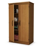 South Shore Morgan 2-DOOR Lockable Storage Cabinet Brown Wood 4 Shelves. Fixed Price $85.00.