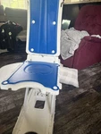Vevor Electric Chair Lift, Height Adjustable, Remote Control, Tilt, 310 Lb, Blue. Fixed Price $120.00.