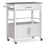 Linon Cameron Wood Granite Top Rolling Kitchen Cart Ample Storage White. Fixed Price $244.78.