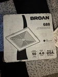 Broan 688 Ceiling And Wall Mount Fan 50 Cfm 4.0 Sones White Plastic Grille. Fixed Price $30.00.
