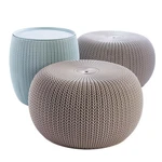 Pouf Ottoman Keter Urban Knit Storage Set Of 2 Misty Blue Taupe Table Patio Room. Fixed Price $179.99.