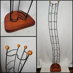 Vintage Atlantic Wave 110 Disc Cd Tower 51" Wire Storage Rack Wood Base & Accent. Fixed Price $75.00.