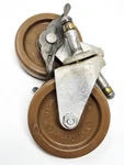 Faultless Brown Casters Lot Of 4 Swivel Wheels 5"H X 3" 1 3/8" Shafts. Fixed Price $18.80.